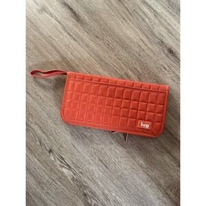 LUG‎ Zip Around Travel Wallet Quilted Organizer Ticket Passport 10"x 5" Orange